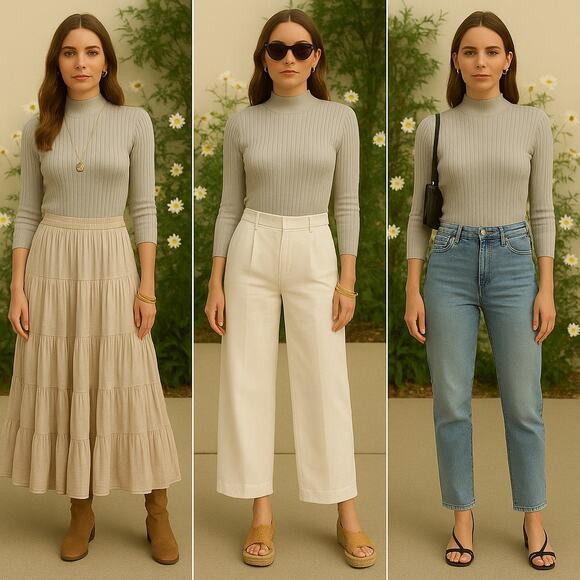 Liz Claiborne Collection Silk Ribbed Mock Neck Top Gray M Long Sleeve Boho Y2K - Picture 6 of 6